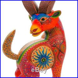 ORANGE GOAT Oaxacan Alebrije Wood Carving Mexican Art Animal Sculpture Painting