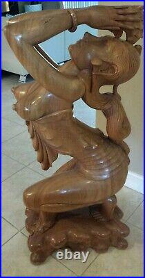 ORIGINAL Nude Bali Museum Qual Art Sculpture Suar Wood 44 Carving Indonesian