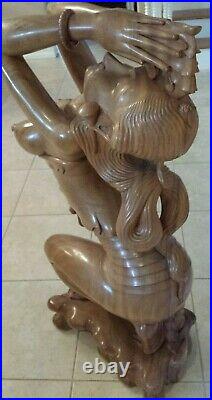 ORIGINAL Nude Bali Museum Qual Art Sculpture Suar Wood 44 Carving Indonesian