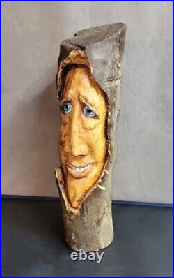 ORIGINAL WOOD SPIRIT CARVING Popcorn Tree His name is Withers HE NEEDS A HOME