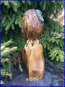 OWL Chainsaw Carving SASSAFRAS WOOD Sculpture Rustic Log Home Garden Decor