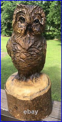 OWL Chainsaw Wood Carving Wooden Statue 17 Tall