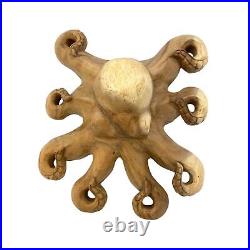 Octopus Statue Sea-life Sculpture Cephalopod Hand Carved wood Kraken Bali art