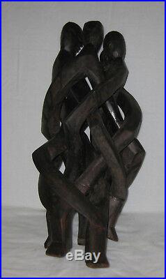 Old African Carved Wood 5 Head Unity Sculpture/ Ghana