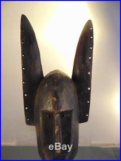 Old African sculpture Zoomorphic Ancestor Bamana Shrine carved wood art Bat Man