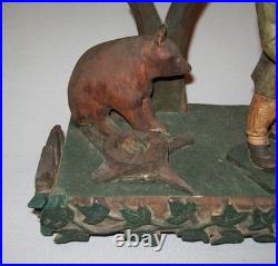 Old Antique Vtg 1900s Folk Art Carved Painted Figure Group Bear Musicians Eagle