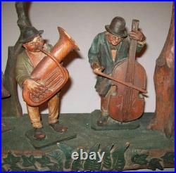 Old Antique Vtg 1900s Folk Art Carved Painted Figure Group Bear Musicians Eagle