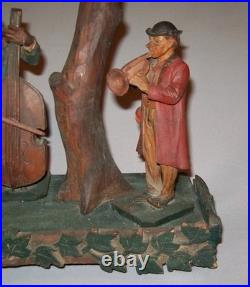 Old Antique Vtg 1900s Folk Art Carved Painted Figure Group Bear Musicians Eagle