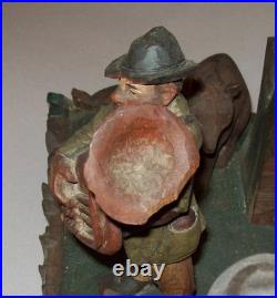 Old Antique Vtg 1900s Folk Art Carved Painted Figure Group Bear Musicians Eagle