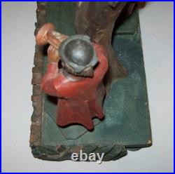 Old Antique Vtg 1900s Folk Art Carved Painted Figure Group Bear Musicians Eagle