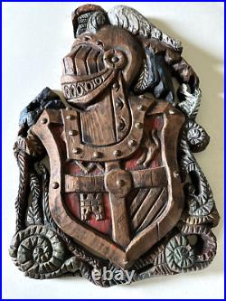 Old Primitive Large Medieval Knight Hand Carved Wood Carving Sculpture PICKUP