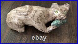 Old Vintage Outsider ART Glass Eye Cat Wood Carving FOLK ART Old Vintage Outsider ART Glass Eye Cat Wood Carving FOLK ART