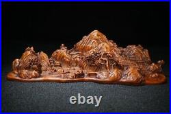 Old chinese antique black forest wood carving decor Boxwood wooden statue carved