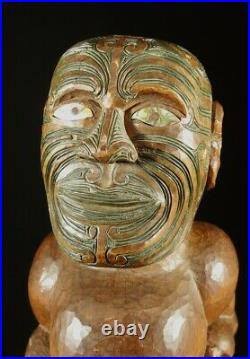 Old maori Tiki Carving Tekoteko Maori Sculpture from Rotorua New Zealand