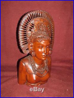 Old or Antique Exotic Tropical Wood Carving Bali Female Sculpture Asian signed