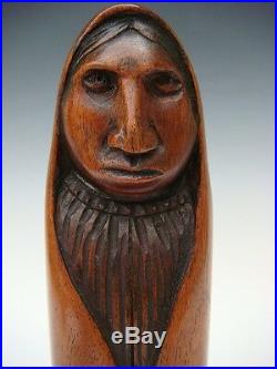 Old vintage Mexican wood carving sculpture woman figure by ARIAS 10 1/2 tall