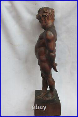 Old wood carving KL child Michelangelo Renaissance style nudism child Silfo