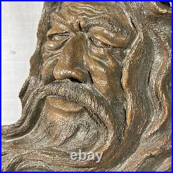 One Of A Kind Wood Spirit Carving Vintage Face Sculpture Folk Art Tree Wizard