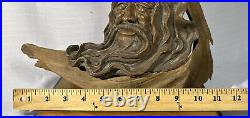 One Of A Kind Wood Spirit Carving Vintage Face Sculpture Folk Art Tree Wizard