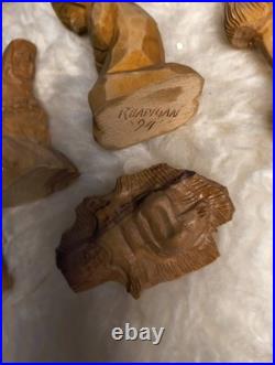 One-of-a-Kind Floyd Rhadigan Wood Carving 1994 Manger Scene