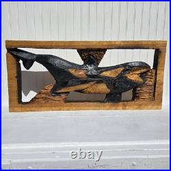 Orca Whale Wood Slab Chainsaw Carving Sculpture Cabin Beach Decor C1 Orca Whale Wood Slab Chainsaw Carving Sculpture Cabin Beach Decor C1