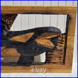 Orca Whale Wood Slab Chainsaw Carving Sculpture Cabin Beach Decor C1 Orca Whale Wood Slab Chainsaw Carving Sculpture Cabin Beach Decor C1