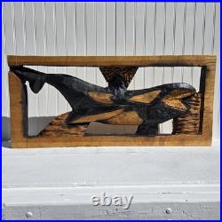 Orca Whale Wood Slab Chainsaw Carving Sculpture Cabin Beach Decor C1 Orca Whale Wood Slab Chainsaw Carving Sculpture Cabin Beach Decor C1