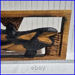 Orca Whale Wood Slab Chainsaw Carving Sculpture Cabin Beach Decor C1 Orca Whale Wood Slab Chainsaw Carving Sculpture Cabin Beach Decor C1