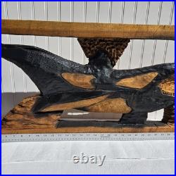 Orca Whale Wood Slab Chainsaw Carving Sculpture Cabin Beach Decor C1 Orca Whale Wood Slab Chainsaw Carving Sculpture Cabin Beach Decor C1