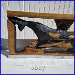 Orca Whale Wood Slab Chainsaw Carving Sculpture Cabin Beach Decor C1 Orca Whale Wood Slab Chainsaw Carving Sculpture Cabin Beach Decor C1
