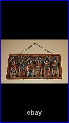 Original 18th C. King's Court Musicians Polychrome Wood Carving