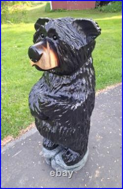 Original Chainsaw Carved 38 BIG BLACK BEAR Wood Carving Art Sculpture Original Chainsaw Carved 38 BIG BLACK BEAR Wood Carving Art Sculpture