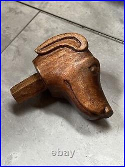 Original Hand Crafted Fish Hunting Dog Figure Large Hollow Vessel Carved