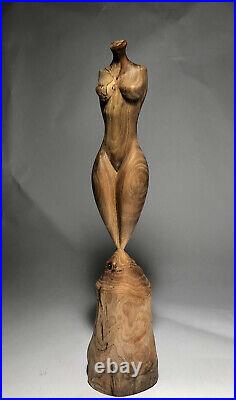Original Spalted Sycamore wood Female art sculpture carved by isidro olguin jr
