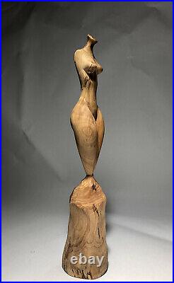Original Spalted Sycamore wood Female art sculpture carved by isidro olguin jr
