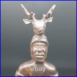 » Original Vintage Hand Carved Wood Sculpture DEER DANCER Art Approx 13 ...