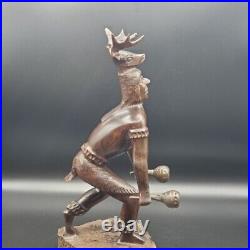 Original Vintage Hand Carved Wood Sculpture DEER DANCER Art Approx 13 Tall