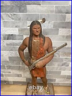 Original Wood Carving By Clement Donshea Sioux Indian 1876 With Winchester Rifle Original Wood Carving By Clement Donshea Sioux Indian 1876 With Winchester Rifle