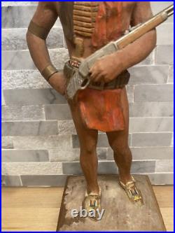 Original Wood Carving By Clement Donshea Sioux Indian 1876 With Winchester Rifle Original Wood Carving By Clement Donshea Sioux Indian 1876 With Winchester Rifle