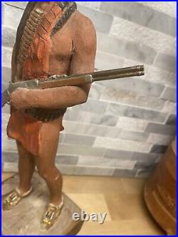 Original Wood Carving By Clement Donshea Sioux Indian 1876 With Winchester Rifle Original Wood Carving By Clement Donshea Sioux Indian 1876 With Winchester Rifle