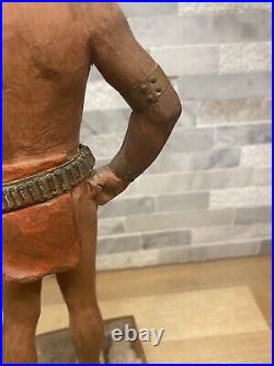 Original Wood Carving By Clement Donshea Sioux Indian 1876 With Winchester Rifle Original Wood Carving By Clement Donshea Sioux Indian 1876 With Winchester Rifle