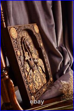 Our Lady wall canvas Virgin Mary religious gift housewarming gifts Wood carving