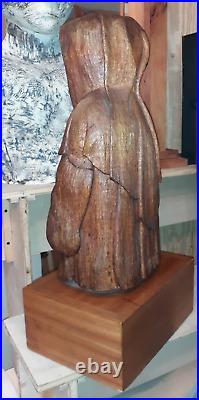 Outsider Mid Century Folk Art Wood Carving Sculpture Dog signed and dated 1967