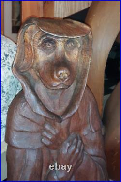 Outsider Mid Century Folk Art Wood Carving Sculpture Dog signed and dated 1967