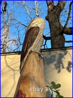 Owl Barn Monkey Face Bird Cedar Totem Pole Chainsaw Carving Sculpture Wood
