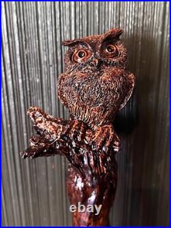 Owl Walking Stick Made From Rustic Spiral Carved Poplar Wood