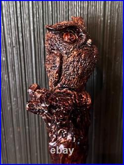 Owl Walking Stick Made From Rustic Spiral Carved Poplar Wood
