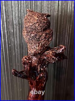 Owl Walking Stick Made From Rustic Spiral Carved Poplar Wood