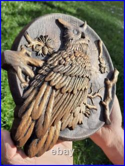 Owl Wood Carved Plaque WALL HANGING ART WORK HOME DECOR