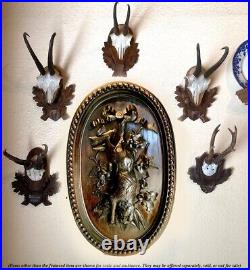 PAIR Antique HC Swiss Black Forest 25 Fruits of the Hunt Game Plaques, Hare +